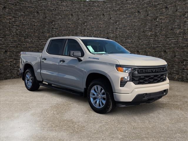 2026 Chevrolet Silverado 1500 Custom in White Sands — front three-quarter view