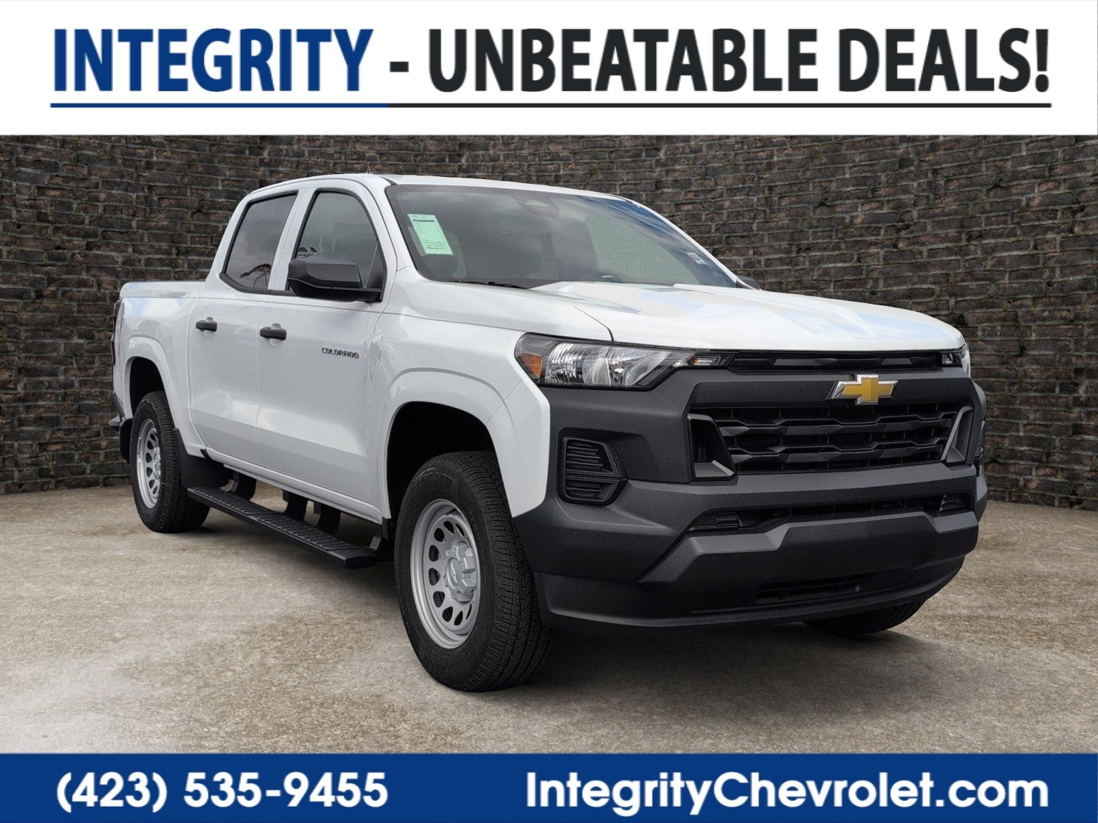2026 Chevrolet Colorado WT in Summit White — front three-quarter view
