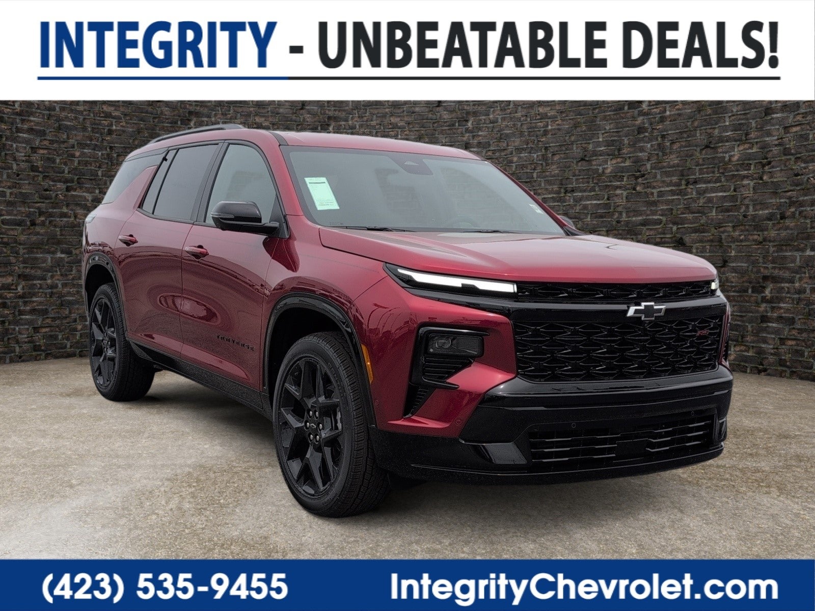 2026 Chevrolet Traverse RS in Radiant Red Tintcoat — front three-quarter view