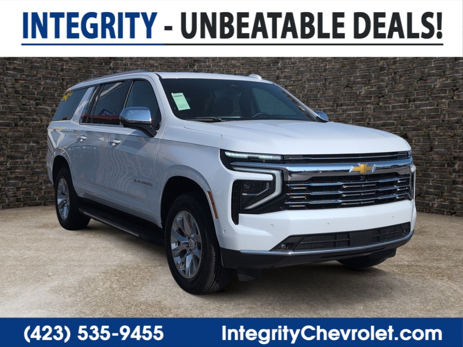 2026 Chevrolet Suburban Premier in Polar White Tricoat — front three-quarter view