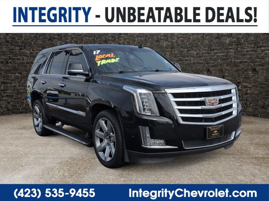 2017 Cadillac Escalade Premium Luxury in Black Raven — front three-quarter view