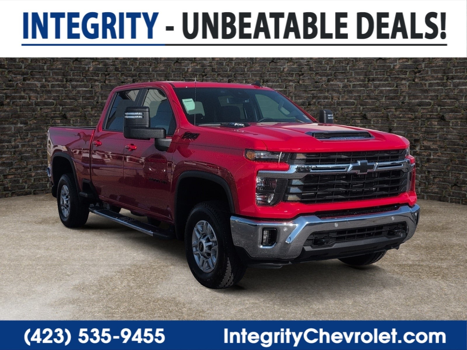 2026 Chevrolet Silverado 2500 HD LT in Red Hot — front three-quarter view